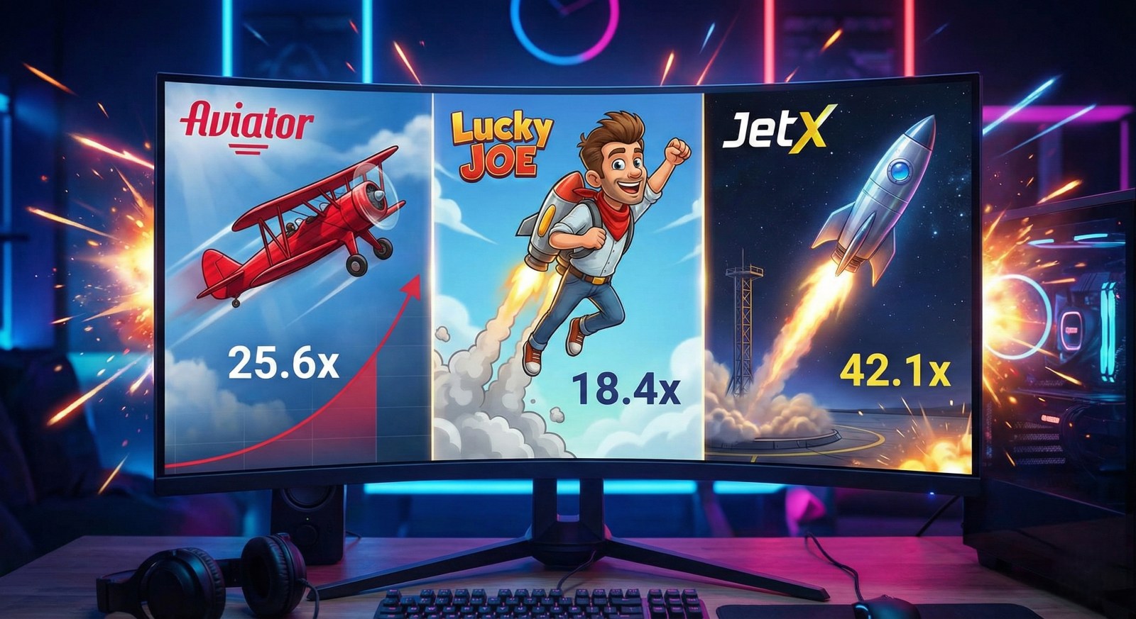Najpopularniejsze gry crash: Aviator, Lucky Joe i JetX na monitorze gracza. Sprawdź wysokie mnożniki i wygrywaj w sieci